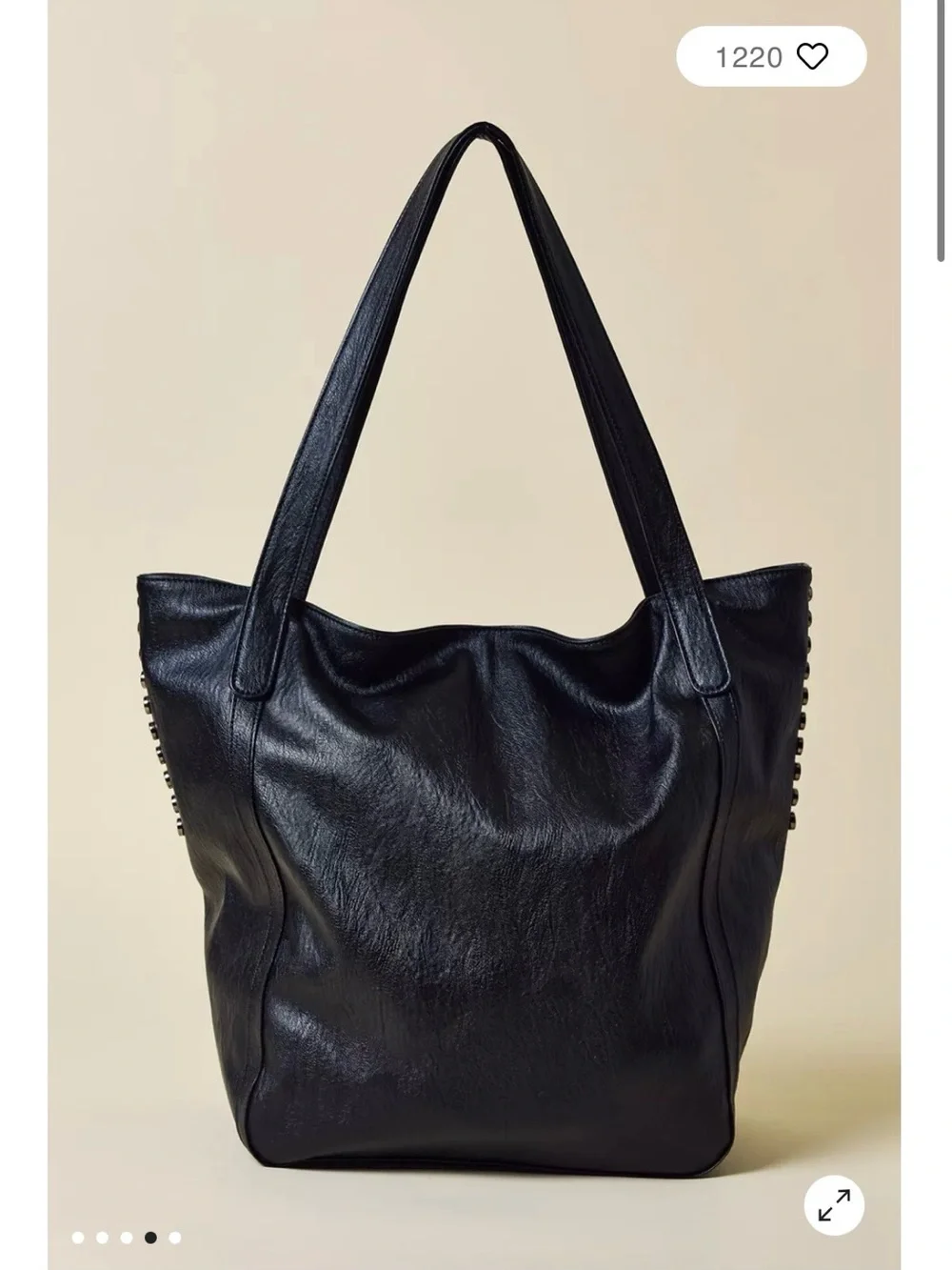 BDG Black Studded Faux Leather Tote